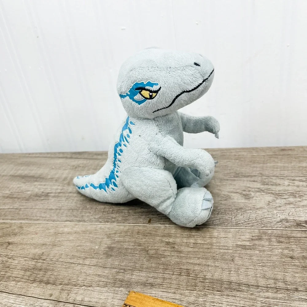 Jurassic World Blue Velociraptor Plush Grey Blue Stripe Dinosaur Toy 7 Inch
